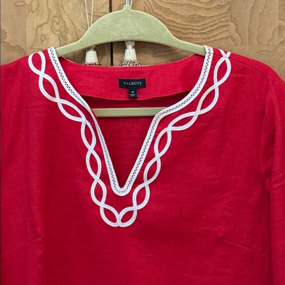 Talbots Red Tunic with White cord design - Picture 2 of 8